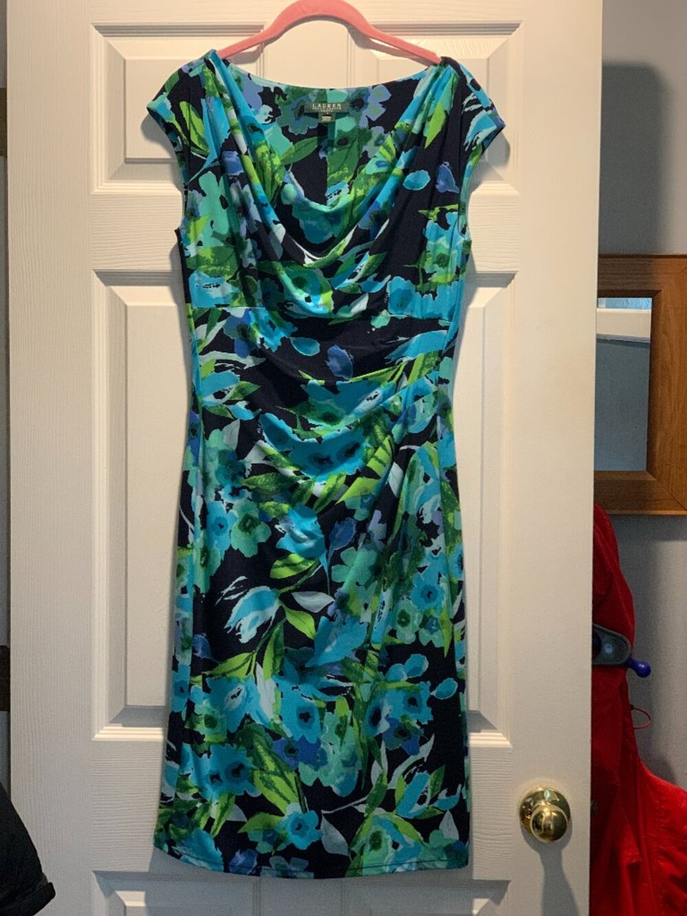 Lauren Ralph Lauren Blue and Green Floral Sheath Dress Size 6